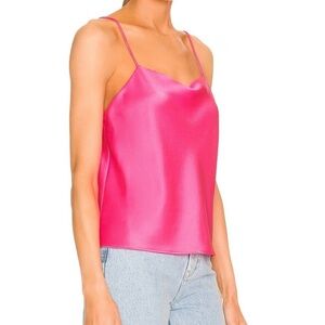 Alice + Olivia Harmon Slip Satin Tank Pink XS